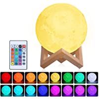 Lámpara Luna 3D-Tomshine 15cm Lámpara Mesilla de Noche-16 Colores y 4 Modos de Lluminación-Brillo Regulable Recargable…
